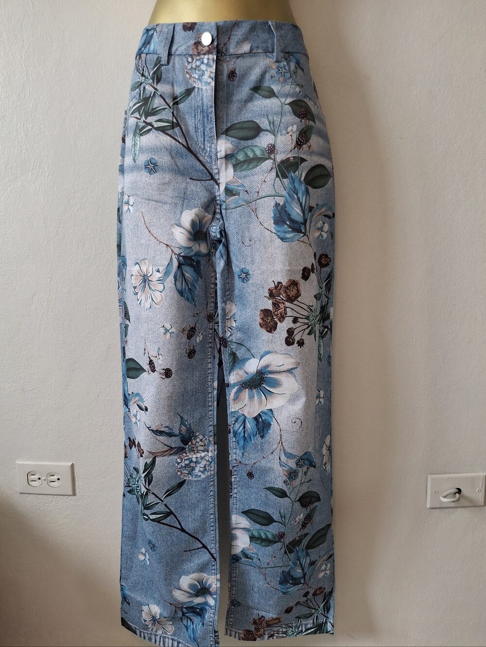 Ovi Blue Floral Wide-Leg Jumpsuit Pants